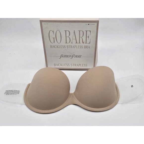 Fashion Forms Backless Strapless Bra Womens Size B Cup Beige Underwire Go Bare - Picture 3 of 9